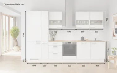 Kuechenhus24 Küchen-Zeile 330 cm Planungsvariante 4 1